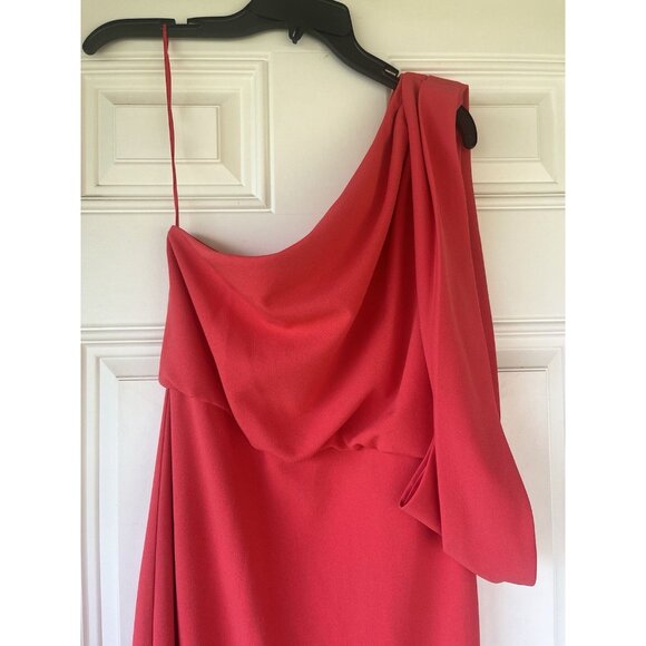 Belle Badgley Mischka Raya One Shoulder Draped Side Slit Maxi Dress Size 6 - Picture 6 of 12